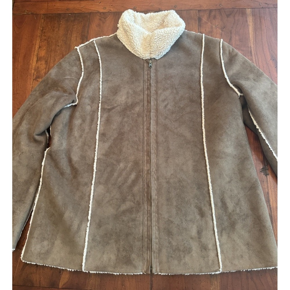 Telluride‎ Clothing Co Womens Brown Suede Sherpa Jacket Super Comfy Size XL